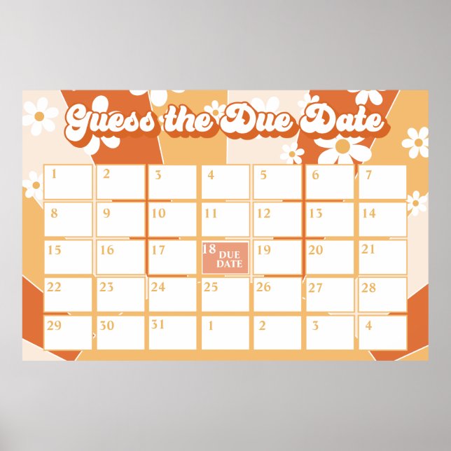 Poster Groovy Baby Retro Sunshine Baby Shower Date Prévue (Devant)