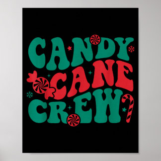 Poster Groovy Candy Cane Crew Matching Family Group Squad