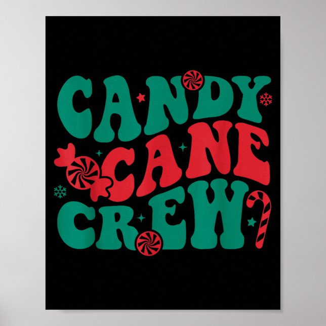 Poster Groovy Candy Cane Crew Matching Family Group Squad (Devant)