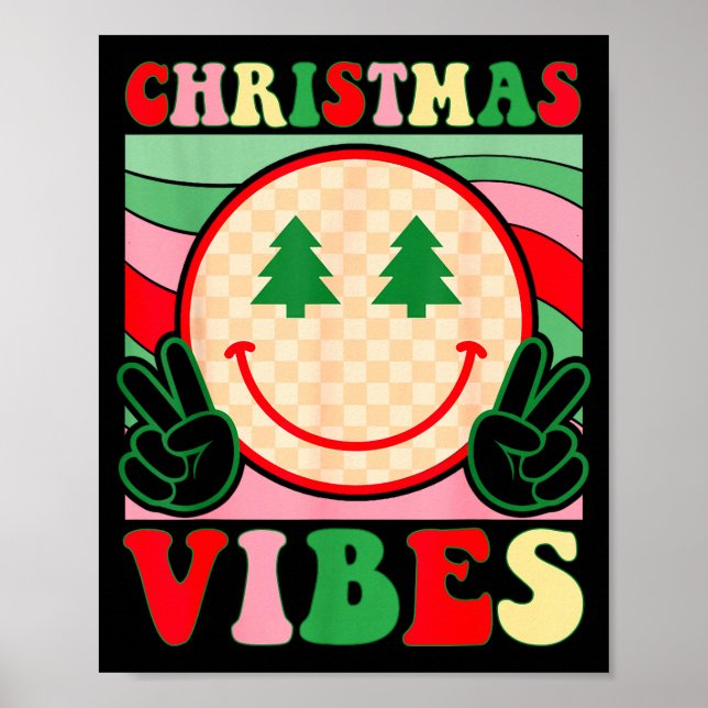 Poster Groovy Christmas Vibes Happy Christmas Day For Men (Devant)