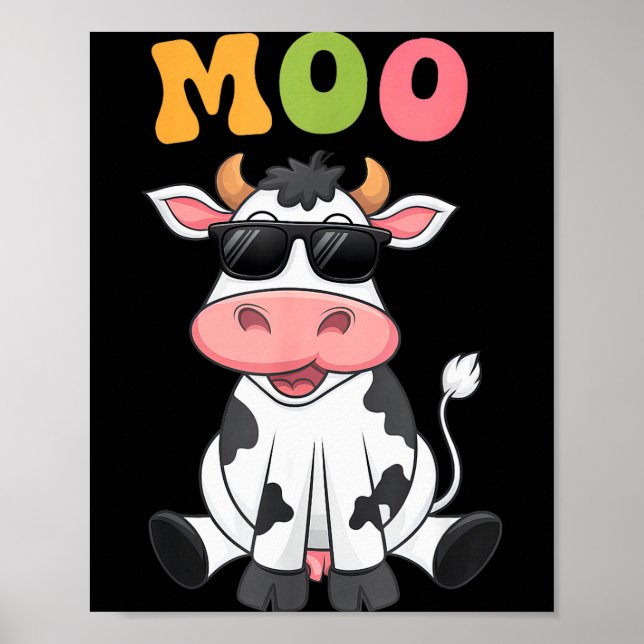 Poster Groovy Moo Cow - Funny Farmer Cow Men Women Kids B (Devant)