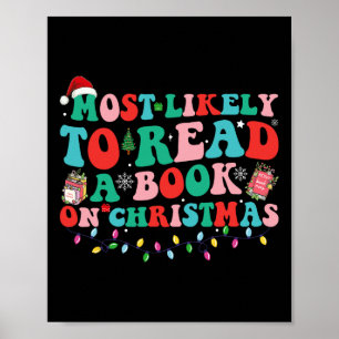 Poster Groovy Noël le plus susceptible de lire un livre s