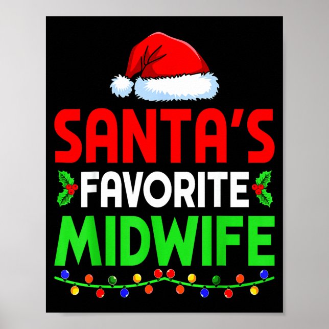 Poster Groovy Santa's Favorite Midwife Nurse Christmas Sa (Devant)