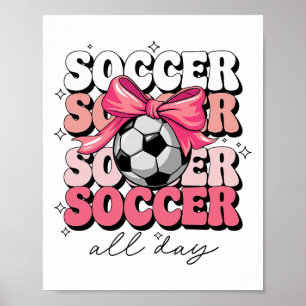 Poster Groovy Soccer Coquette Bow Filles Femmes Soccer To