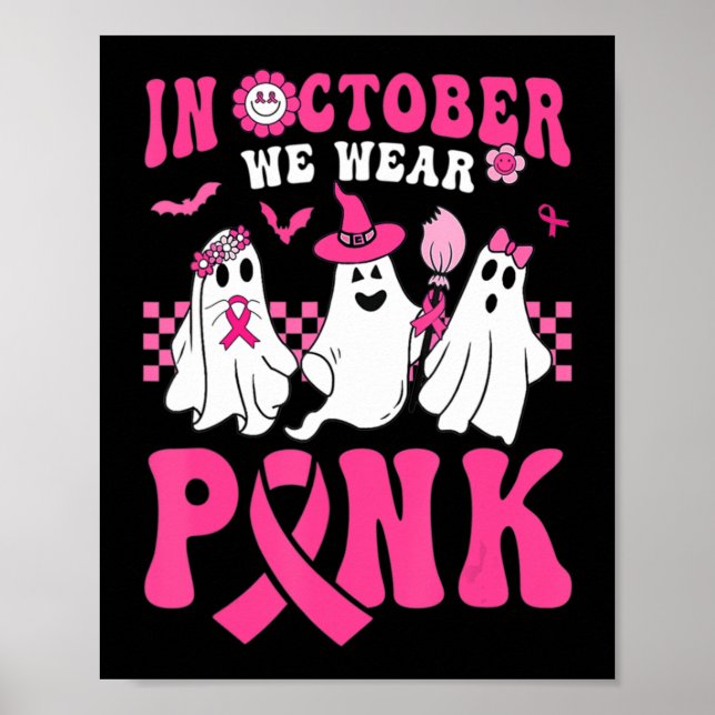 Poster Groovy Wear Pink Breast Cancer Warrior Ghost Bonjo (Devant)