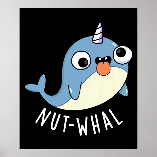 Poster Gros-cétacés Drôle Jeu Narwhal BG foncé (Devant)