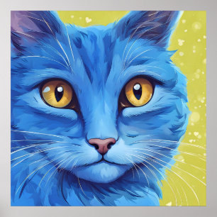 Poster Gros chat bleu.