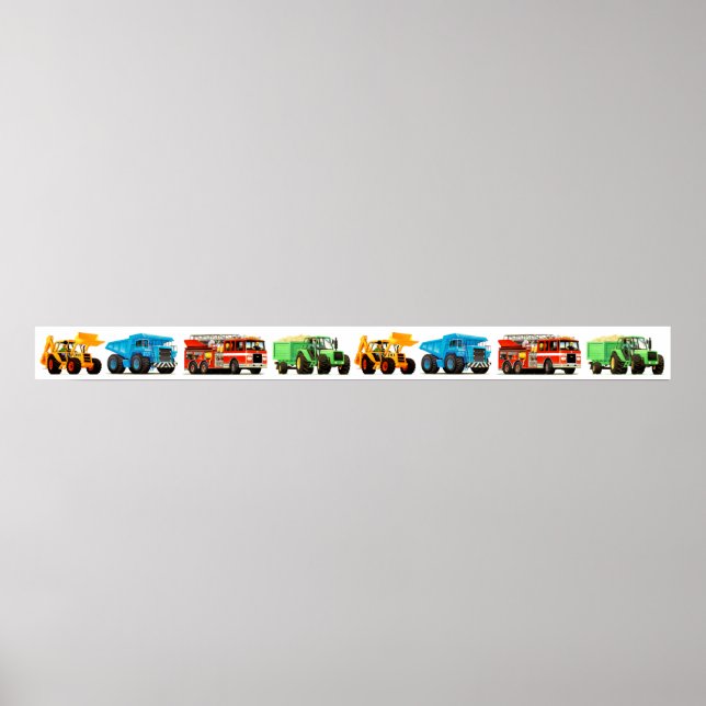 Poster Gros Enfants Construction Camion Art Party Décorat (Devant)