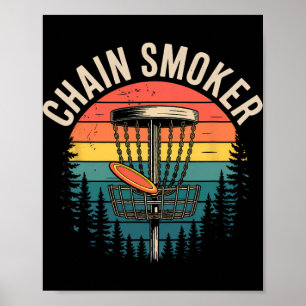 Poster Gros fumeur drôle de disque de golf arbre chaînes 