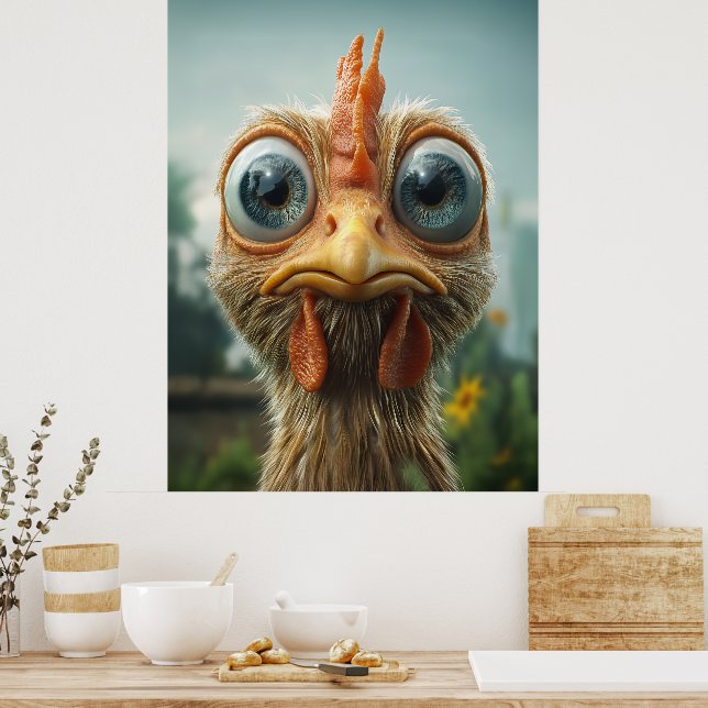 Poster Gros Gros Jeu De Poulet Drôle (Cuisine)