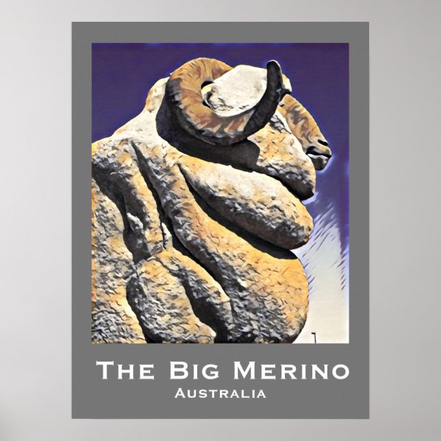 Poster Gros mouton Merino Australie retro imprimé voyage (Devant)