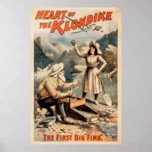Poster Gros nugget d'or trouvé dans Klondike 1897