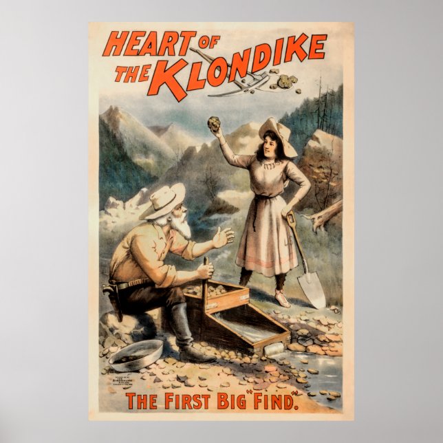 Poster Gros nugget d'or trouvé dans Klondike 1897 (Devant)