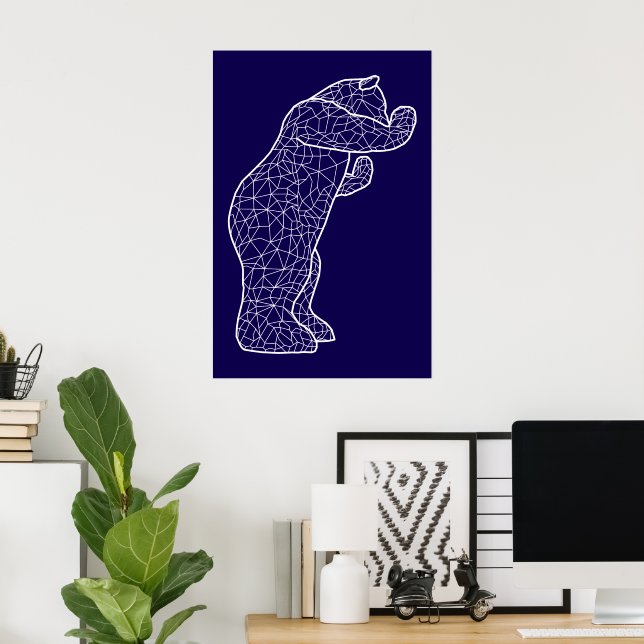 Poster gros ours bleu (Bureau à domicile)