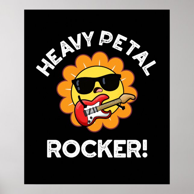Poster Gros Pétal Rocker Funny Flower Pun Dark BG (Devant)