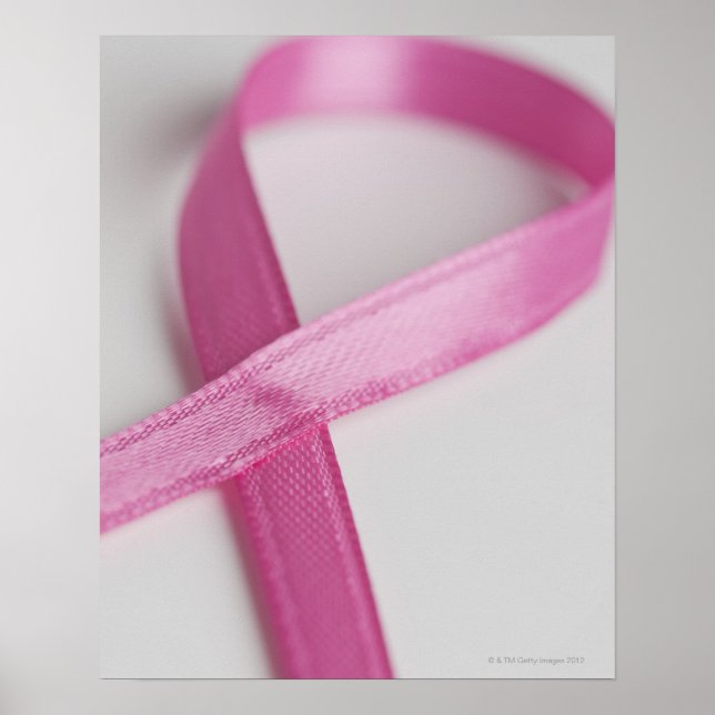 Poster Gros plan du ruban de sensibilisation au cancer du (Devant)