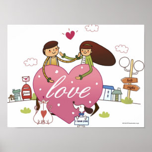 Poster Gros plan d'un couple en forme de coeur