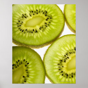 Poster Gros plan extrême de quatre morceaux de kiwi tranc