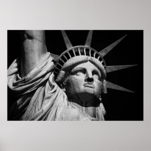 Poster Gros plan Statue noire et blanche de la Liberté Ne