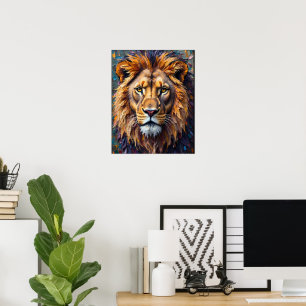 Poster Gros plan sur le lion de feu