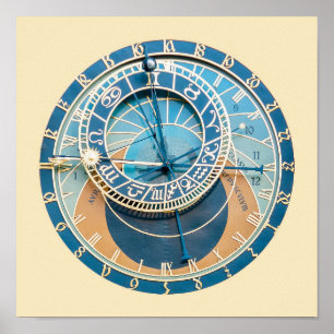 Poster Gros plan sur l'horloge astronomique de Prague, Ré