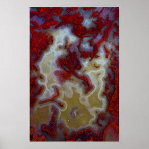Poster Gros plan sur une dalle d'agate mousse rouge