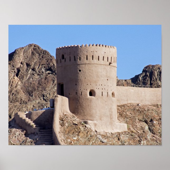 Poster Gros plan sur une tour de guet dans le vieux Masca (Devant)