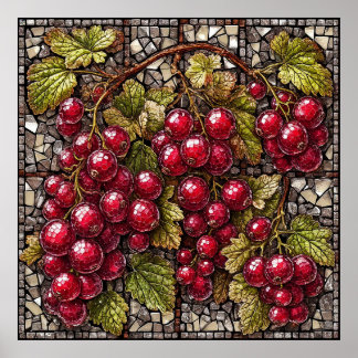 Poster Groseille en mosaïque avec des éléments artistique