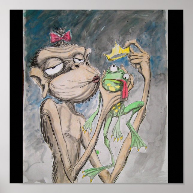Poster Grosse grenouille moche singe (Devant)