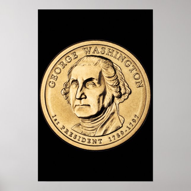 Poster Grosse pièce en or Washington Dollar (Devant)