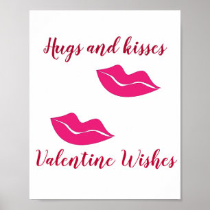 Poster grosses lèvres embrasser baisers Valentine voeux