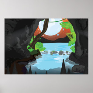 Poster Grotte de la forêt tropicale