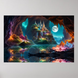 Poster Grotte en cristal brillant