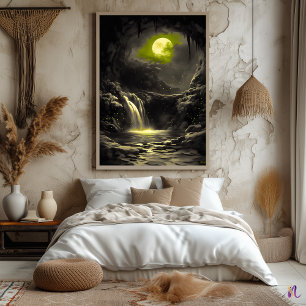 Poster Grotte Mystique au Clair de Lune – Lueur Monochrom