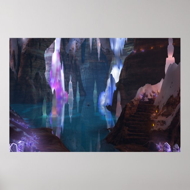 Poster Grottes brillantes par nuit Imprimer (Devant)