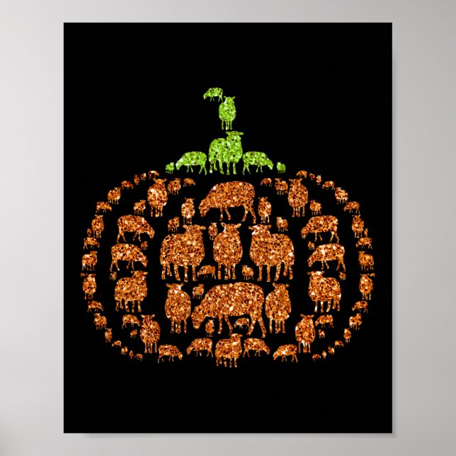 Poster Group Sheeps Citrouille forme mûre Halloween Thank (Devant)