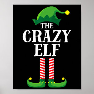 Poster Groupe de famille de fête de Noël de lutin fou cor