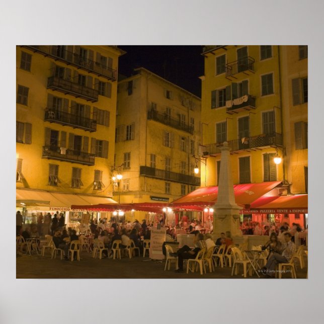 Poster Groupe de personnes assises dans un café en terras (Devant)