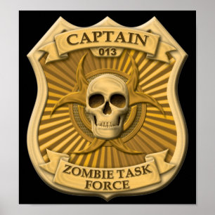 Poster Groupe de travail de zombi - capitaine Badge