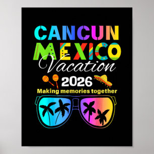 Poster Groupe de voyage à Cancun au Mexique sur la plage
