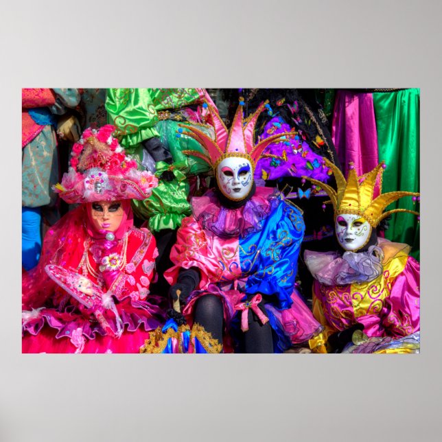 Poster Groupe En Costume De Carnaval, Venise (Devant)