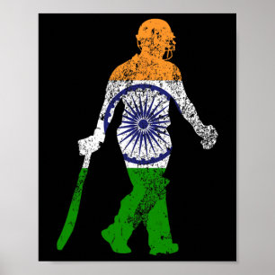 Poster Groupe Inde Drapeau Équipe de Cricket Maillot Spor