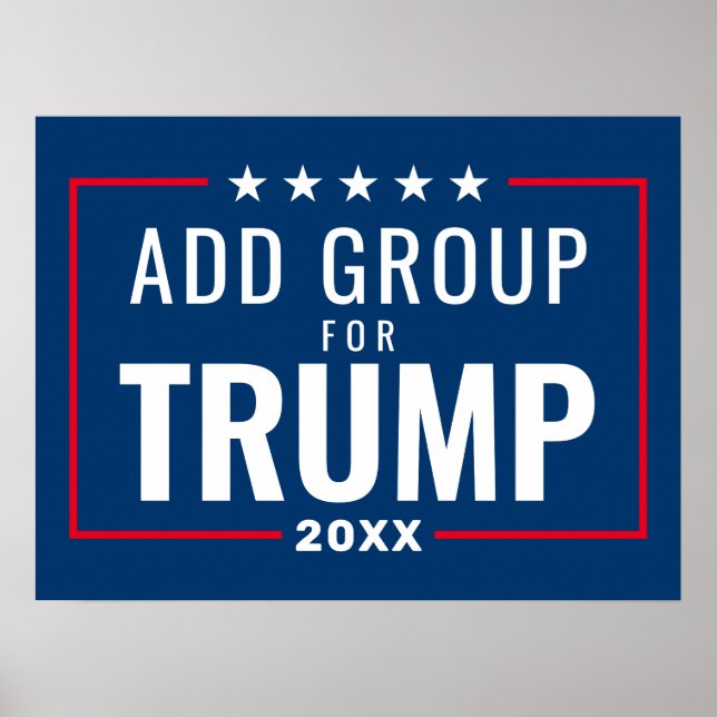 Poster Groupe personnalisé pour Trump 2024 - rouge blanc  (Devant)