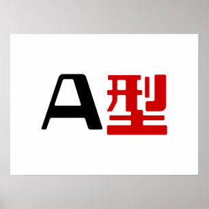 Poster Groupe sanguin Un Kanji Japonais