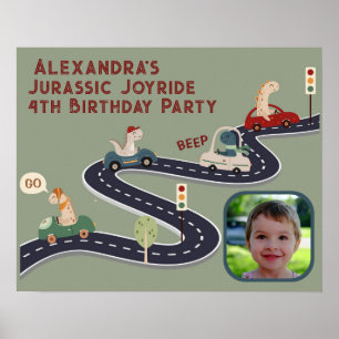 Poster Groupes préhistoriques de Dinosaures colorés condu