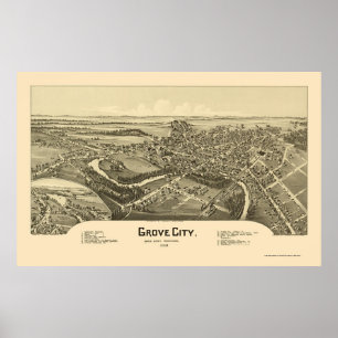 Poster Grove City, PA Carte panoramique - 1901