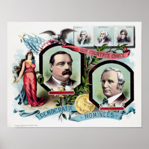 Poster Grover Cleveland et Thomas Hendricks Election Pri