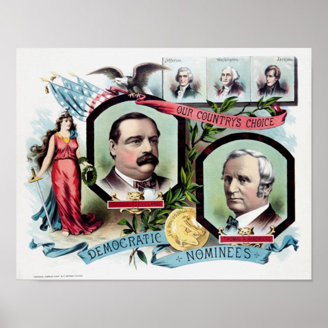 Poster Grover Cleveland et Thomas Hendricks Election Pri (Devant)
