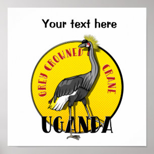 Poster Grue couronnée grise OUGANDA