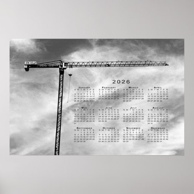 Poster Grue de construction de beaux-arts Photo Calendrie (Devant)
